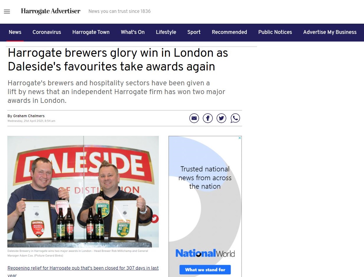 Harrogate brewers glory win in London as Daleside's favourites take awards again