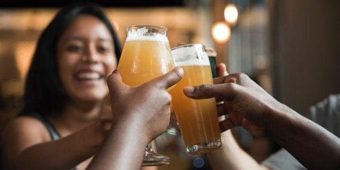 A group of people with beer glasses