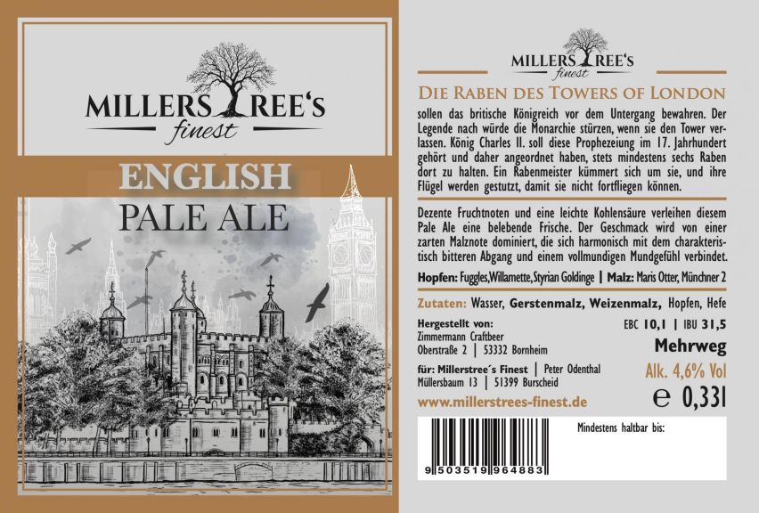 Photo for: Millerstree´s Finest - English Pale Ale